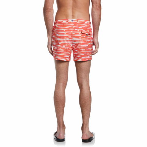 Glitch Print Swim Short (Hot Coral) 