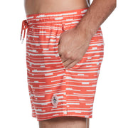 Glitch Print Swim Short (Hot Coral) 