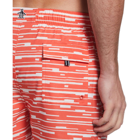 Glitch Print Swim Short (Hot Coral) 