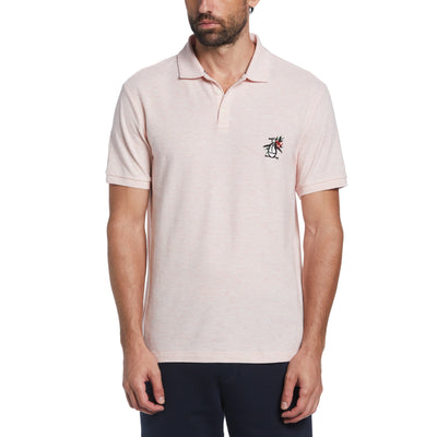 Heathered Floral Pete Embroidered Polo Shirt (Veiled Rose Heather) 