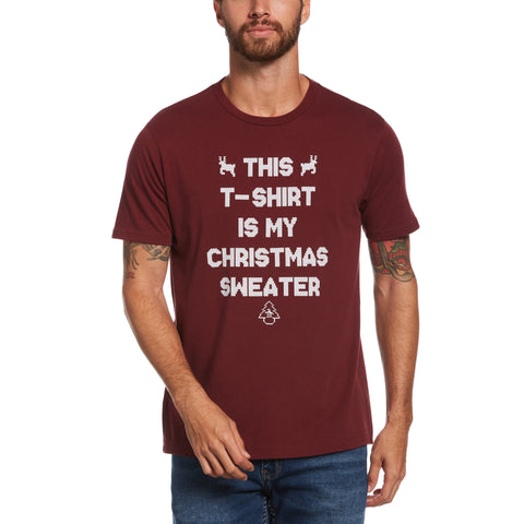 Holiday Sweater Tee-Tees-Tawny Port-L-Original Penguin