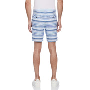 Horizontal Stripe Slim Fit Short (Faded Denim) 