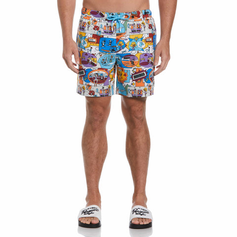 Jethro Haynes Print Stretch Swim Short (Bright White) 