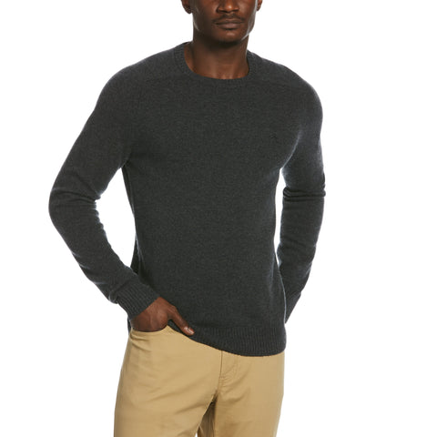 Lambswool Raglan Crew Neck Sweater-Sweaters-Dark Charcoal Heather-XXL-Original Penguin