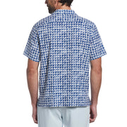 Linen Blend Geo Print Camp Collar Shirt (Limoges) 