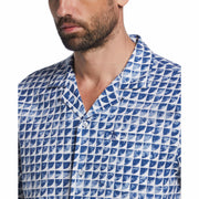 Linen Blend Geo Print Camp Collar Shirt (Limoges) 
