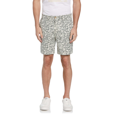 Linen Blend Oval Print Short (Light Gray) 