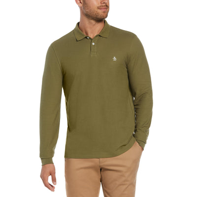 Long Sleeve Pique Polo-Polos-Burnt Olive-XXL-Original Penguin