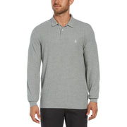 Long Sleeve Pique Polo-Polos-Rain Heather-L-Original Penguin