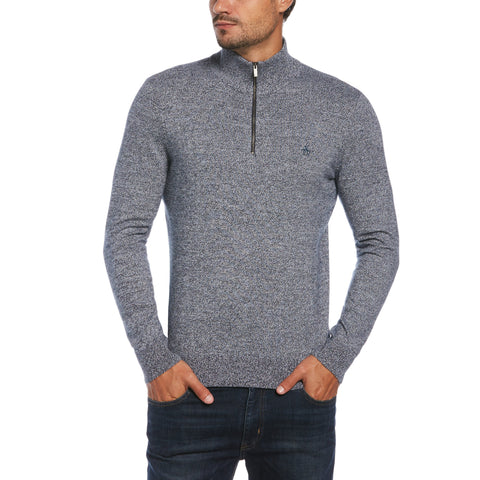 Marled Stripe Crew Neck Sweater-Sweaters-Dark Sapphire-L-Original Penguin