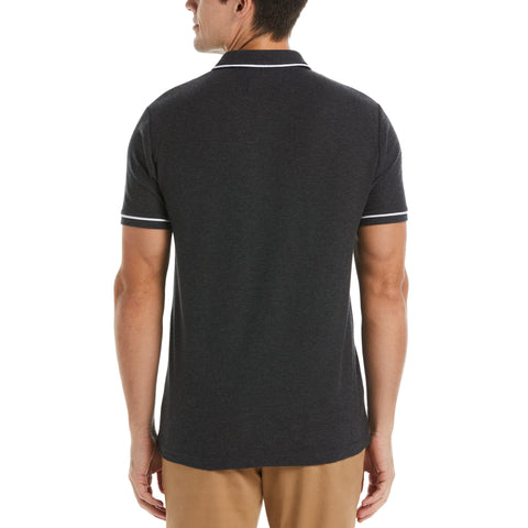 Organic Cotton Earl Pique Polo (Dk Charcoal Heather) 