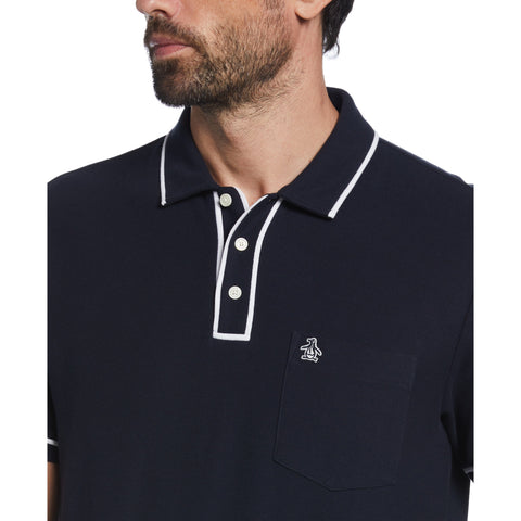Organic Cotton Earl Pique Polo (Dark Sapphire) 