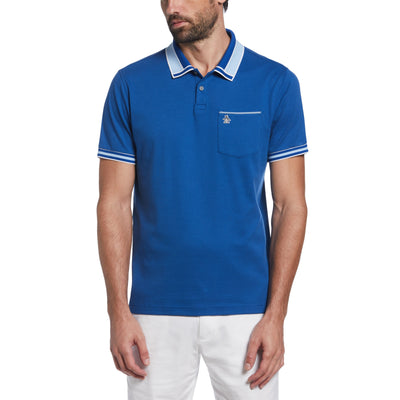 Organic Cotton Stripe Collar Polo (Limoges) 