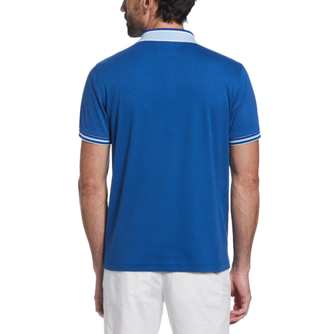Organic Cotton Stripe Collar Polo (Limoges) 