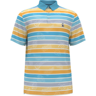 Original Resort Stripe Print Golf Polo Shirt (Aquarius) 