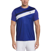 Performance Color Block Print Tennis T-Shirt (Bluing) 