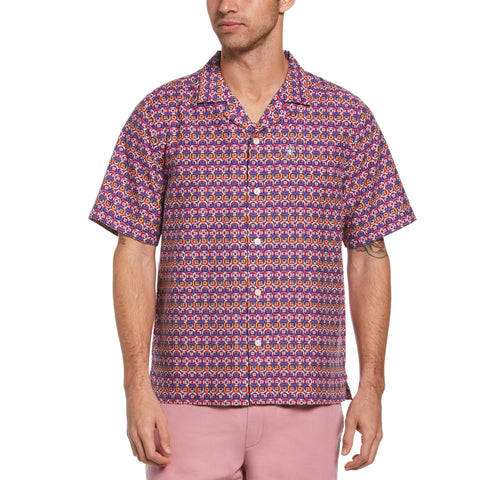 Pink Geo Print Shirt-Shirts-Vivid Viola-M-Original Penguin