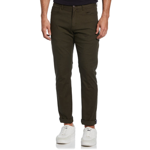 Plaid 5 Pocket Pant (Dark Olive) 