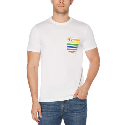 Pride Rainbow Stripe Pocket T-Shirt-Tees-Bright White-XS-Original Penguin
