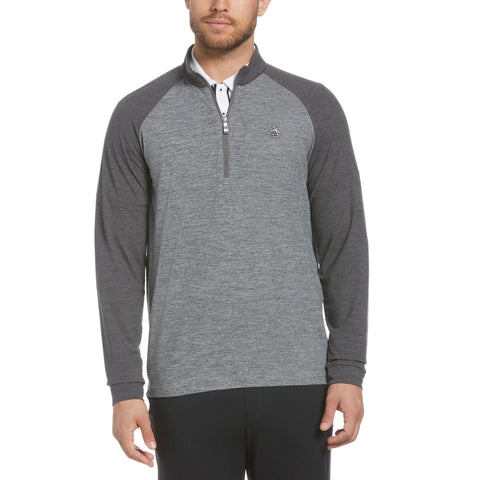 Quarter Zip Lightweight Golf Pullover-Golf Jackets-Dark Caviar Heather-L-Original Penguin