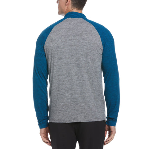 Lightweight Color Block 1/4 Zip Golf Shirt (Blueberry Pancake Htr) 