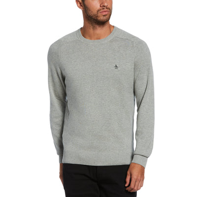 Raglan Crew Neck Sweater-Sweaters-Rain Heather-L-Original Penguin