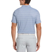 Retro Wave Pattern Print Golf Polo Shirt (Black Iris) 
