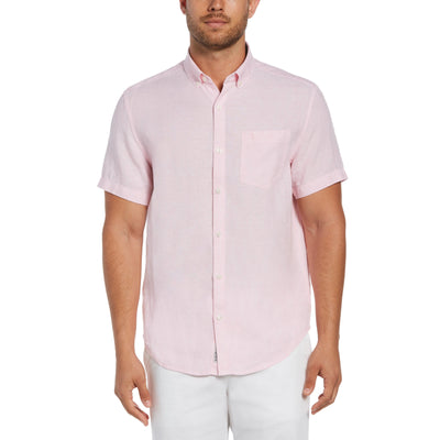 Short Sleeve Linen Shirt-Shirts-Parfait Pink-S-Original Penguin