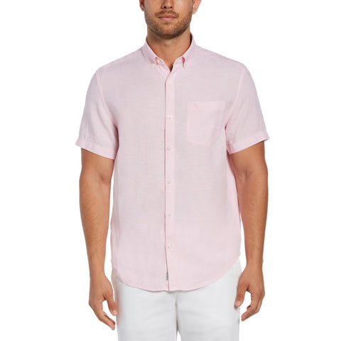 Short Sleeve Linen Shirt-Shirts-Parfait Pink-S-Original Penguin