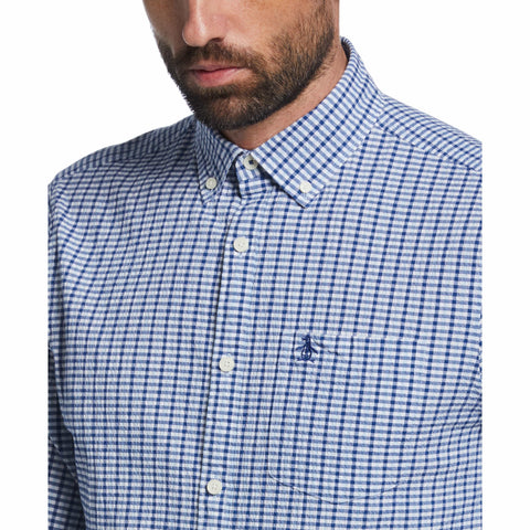 Slim Fit Plaid Shirt (Cerulean) 