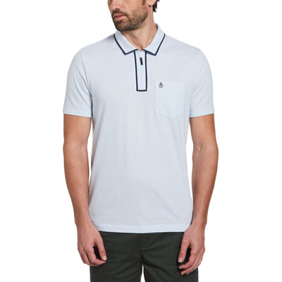 Stripe 1/4 Zip Polo (Cerulean) 