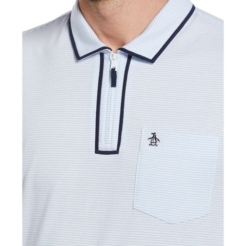 Stripe 1/4 Zip Polo (Cerulean) 
