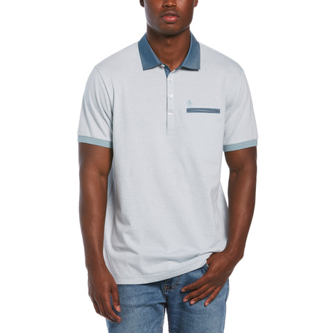 Stripe Chambray Collar Polo-Polos-Bright White-S-Original Penguin