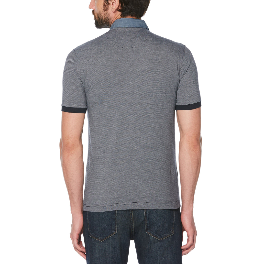 Stripe Chambray Collar Polo (duplicate)-Polos-Original Penguin
