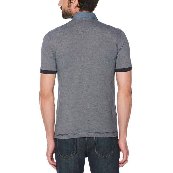 Stripe Chambray Collar Polo (duplicate)-Polos-Original Penguin