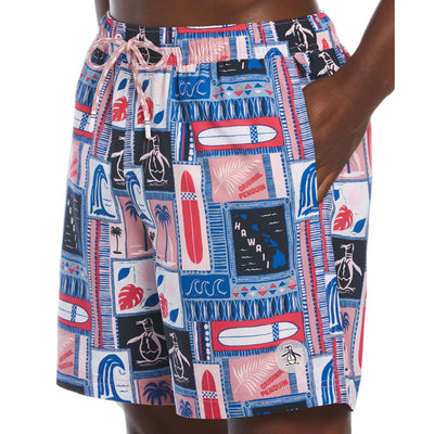 Surf Print Swim Shorts (Foxglove) 