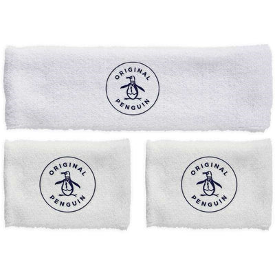 Terry Pete Logo Head & Wrist Sweatband Set-Towels-Bright White-NS-Original Penguin