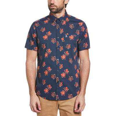 Tie Dye Floral Print Shirt (Dress Blues) 
