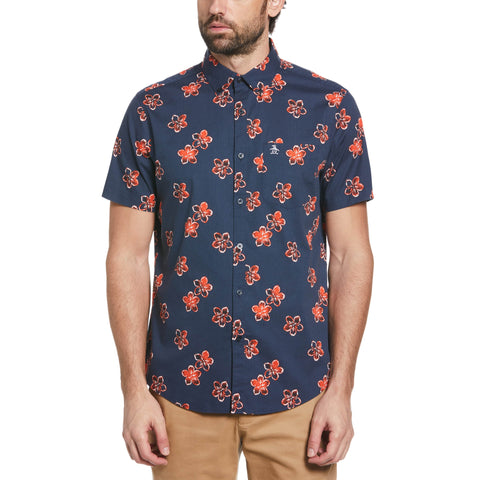 Tie Dye Floral Print Shirt (Dress Blues) 