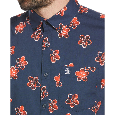 Tie Dye Floral Print Shirt (Dress Blues) 