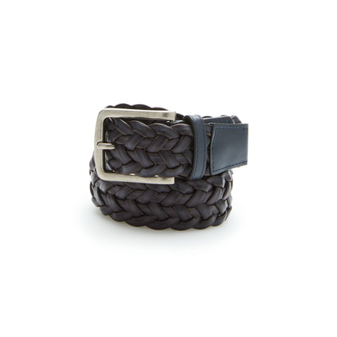 Triple Color Braided Belt (Navy) 
