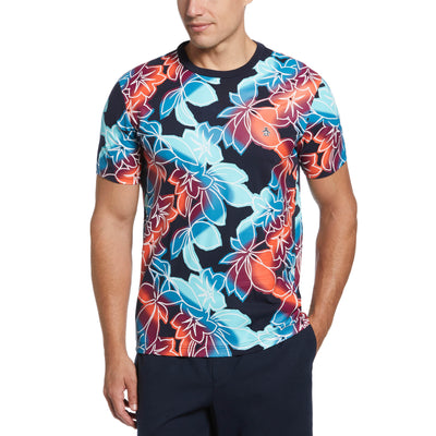 Tropical Floral Print Tee (Dark Sapphire) 