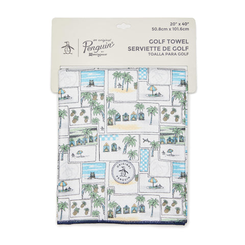 Tropical Postcard Waffle Towel (Bright White) 