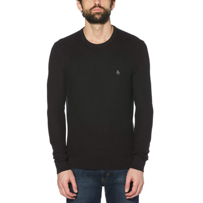 Tuck Stitch Crew Neck Sweater True Black / L