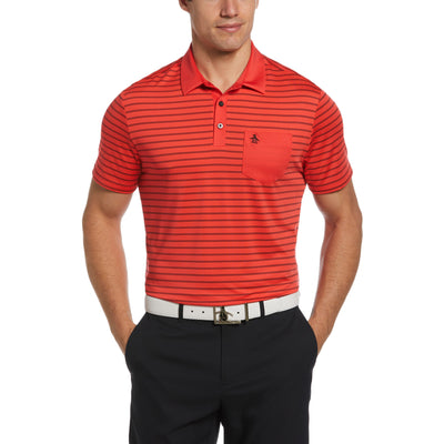 Two-Color Stripe Golf Polo-Golf Polos-Bittersweet-L-Original Penguin