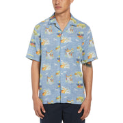Vacay Print Camp Collar Shirt (Faded Denim) 