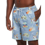 Vacay Print Swim Short (Faded Denim) 