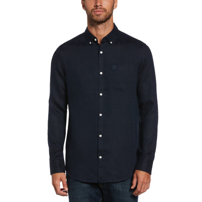 Washed Linen Shirt-Shirts-Dark Sapphire-L-Original Penguin