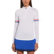 1/4 Zip Tennis Shirt with Contrast Sleeves-Polos-Bright White-XL-Original Penguin