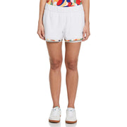 3" Printed Trim Stretch Tennis Shorts (Bright White) 